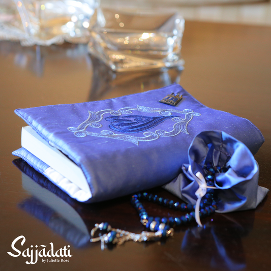 Blue Prayer Mat with white lace