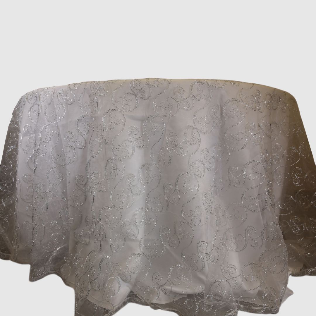Organza Embroidered Cover - Silver