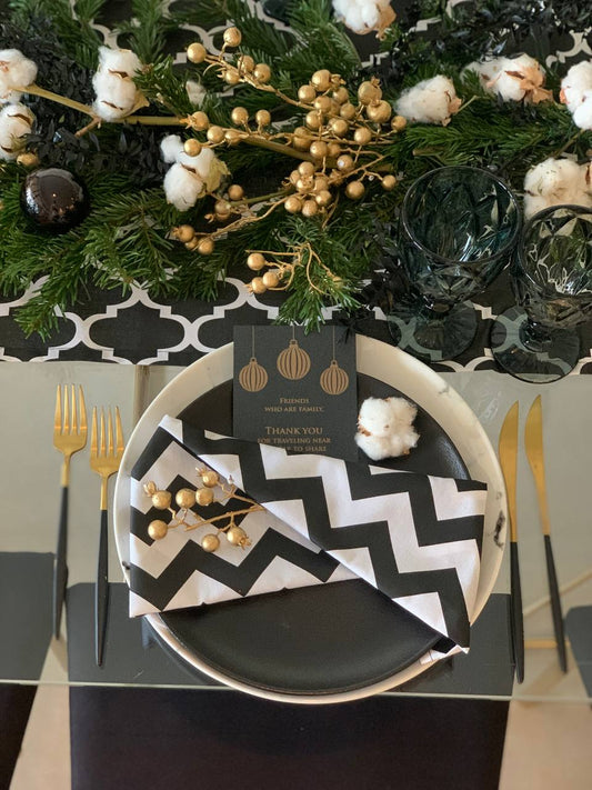 Patterned Cotton Napkin - Black and White