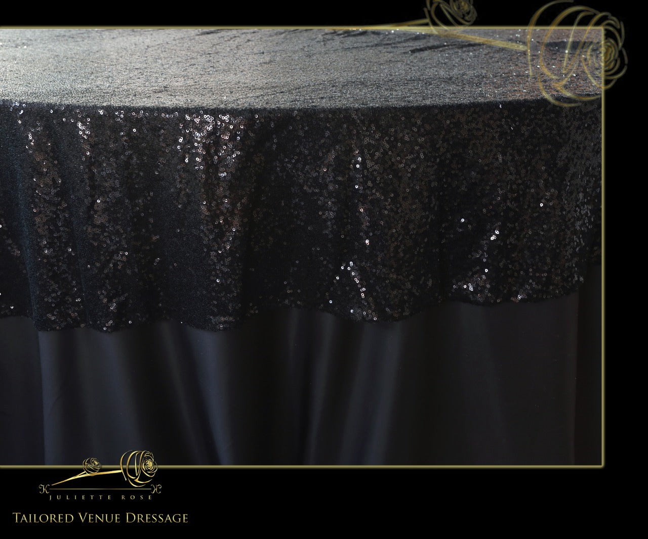 Black Sequin Table Cover