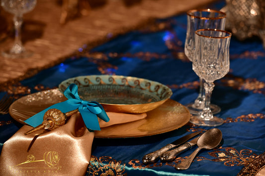 table setup in blue