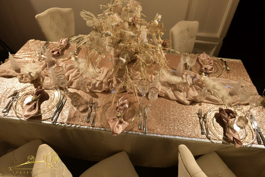 Sequin handmade Christmas table setup