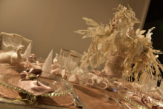 Sequin handmade Christmas table setup