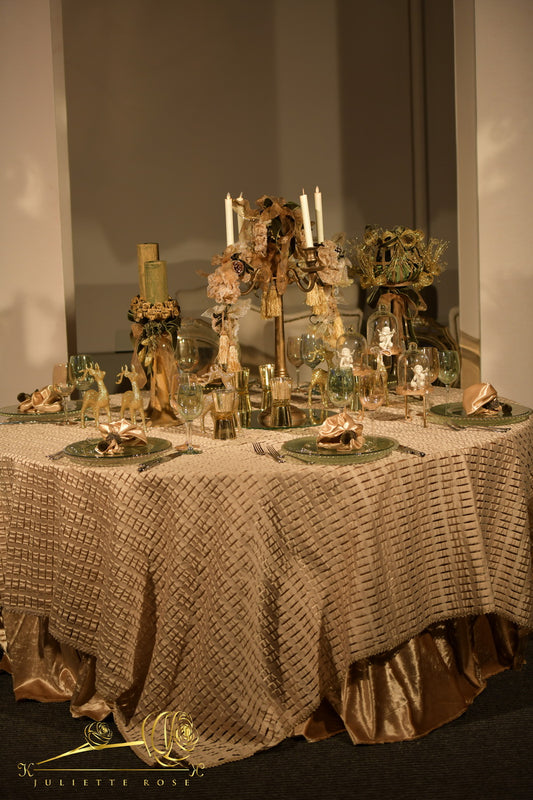 Table setup in green & gold