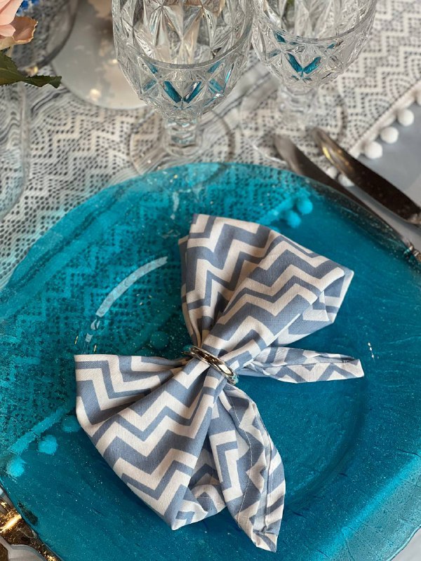 Patterned Napkin - Blue and White